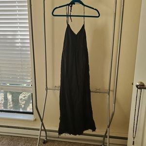 A-line black halter dress